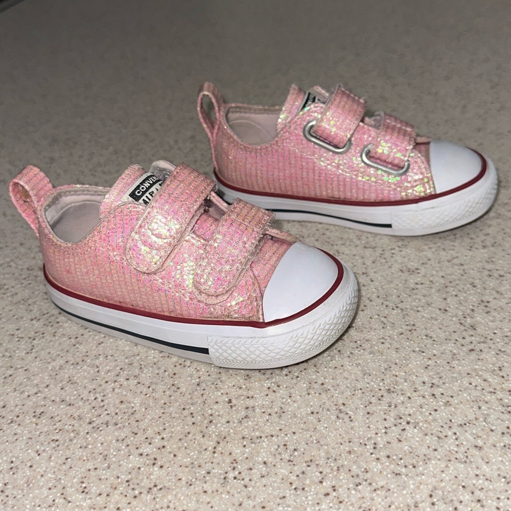 Converse Chuck Taylor All Star 2V Ox Toddler's Shoes Glittery Pink Sneakers 5